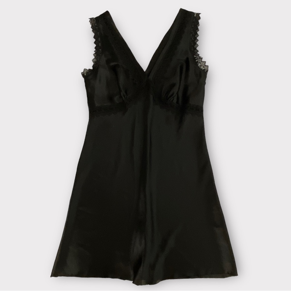 ABS Allen Schwartz Women’s Chemise Nightgown Nightie Satin Lace Trim Designer